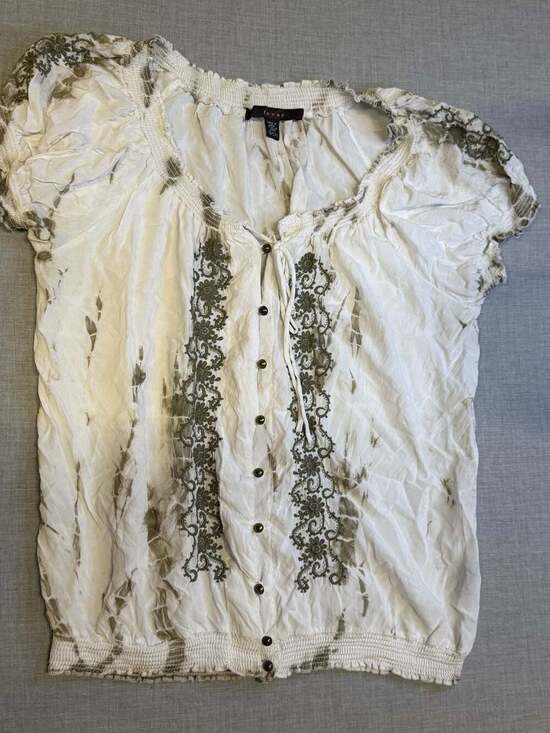Fever Tops - Fever Embroidered Boho Peasant Blouse Size Small